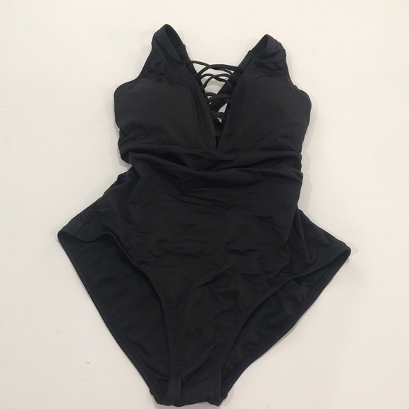 APT 9 One piece swimsuit black medium new with tags - Picture 1 of 4